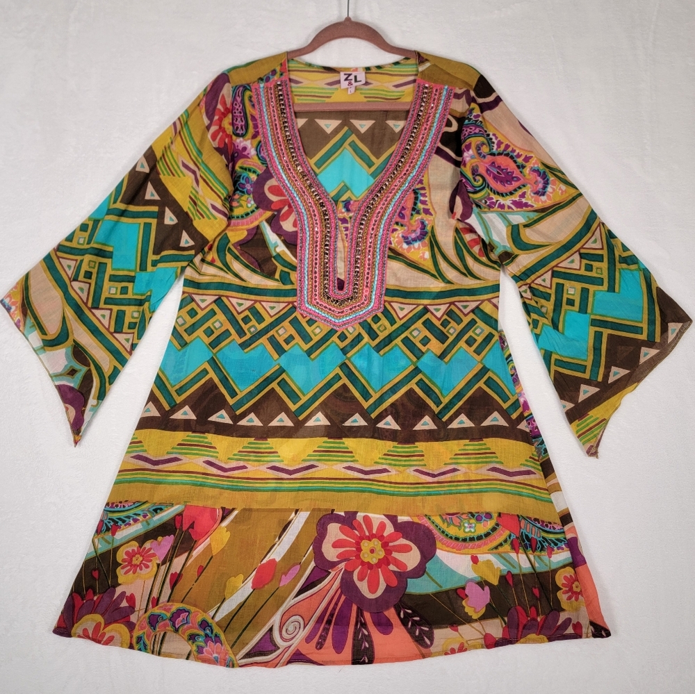 Z & L Floral Bathing Suit Coverup, Size L